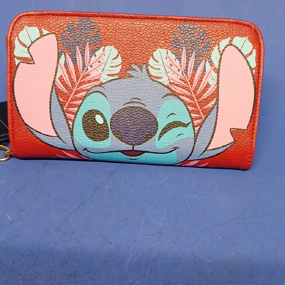 Stitch Character Wallet with Tech Pocket. 5 Credit Card Slots & Zippered Pocket